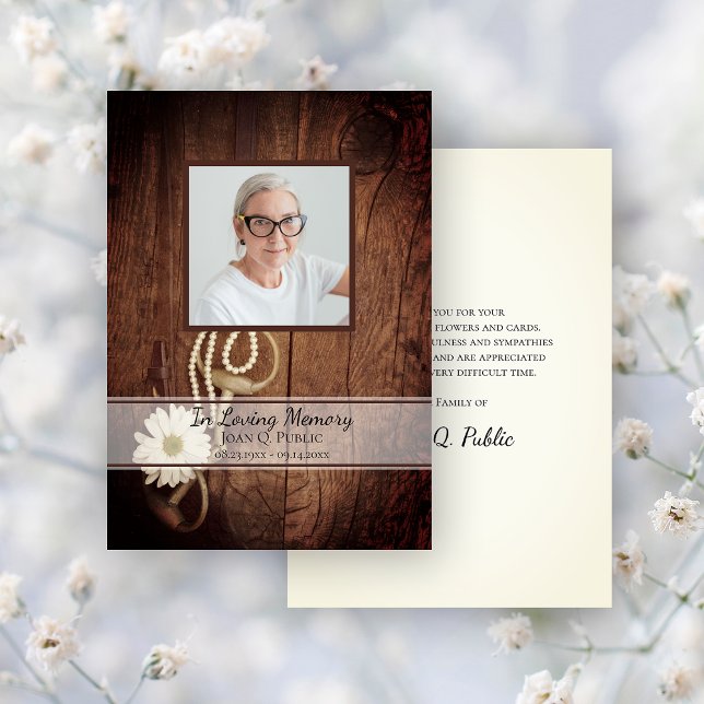 Rustic Daisy Horse Bit Funeral Memorial Sympathy Thank You Card (Creator Uploaded)