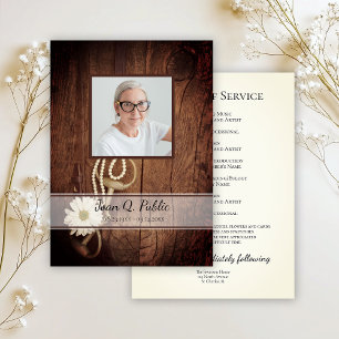 Rustic Daisy Horse Bit Western Funeral Service Programme