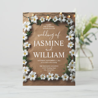 Rustic Daisy Lights Invitation