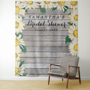 Rustic Daisy on Wood Bridal Shower Photo Booth  Tapestry