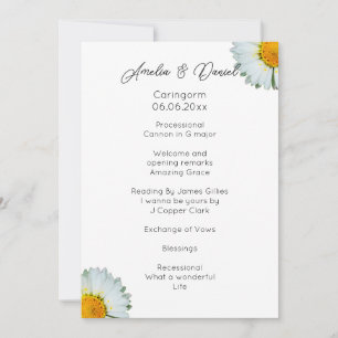Rustic Daisy Summer Wedding Ceremony Program Invitation