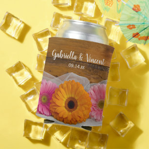 Rustic Daisy Trio Country Barn Wedding Favours Can Cooler