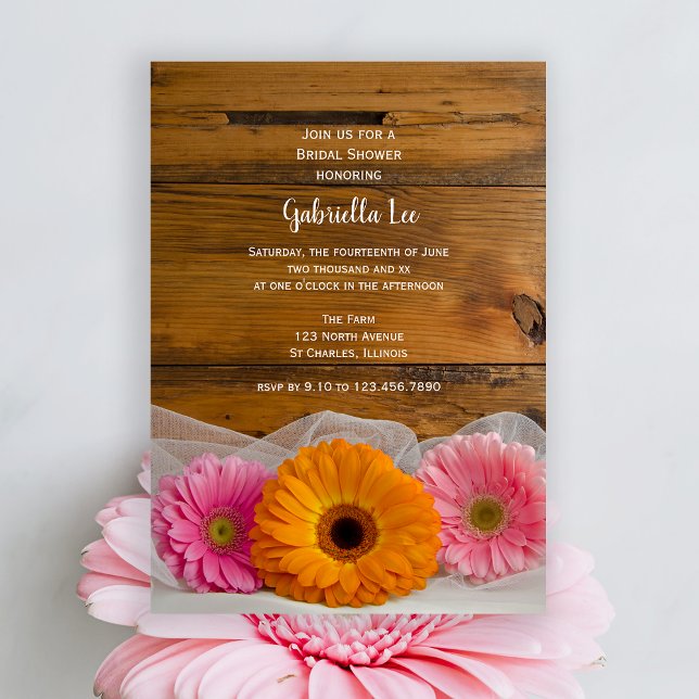 Rustic Daisy Trio Country Bridal Shower Invitation (Creator Uploaded)