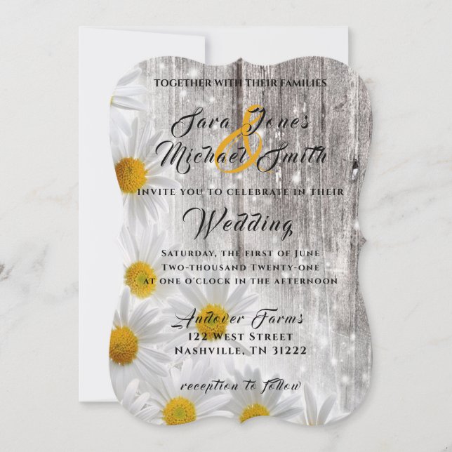 rustic daisy wedding invite (Front)