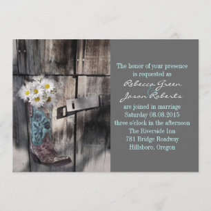 rustic daisy western country cowboy wedding invitation