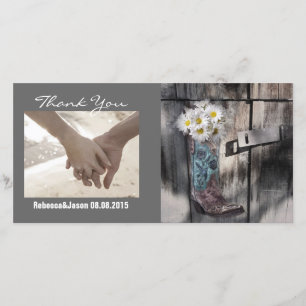 rustic daisy western country cowboy wedding thank you card
