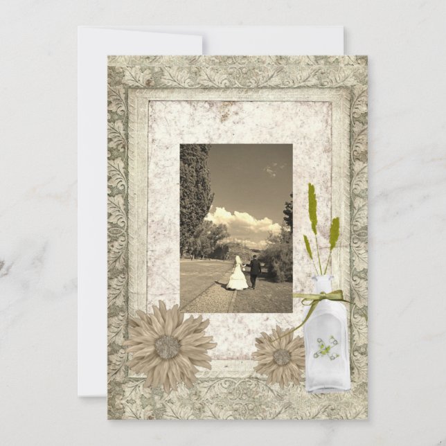 rustic daisy western country wedding invitation (Front)