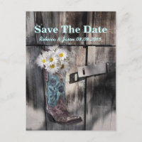 rustic daisy western country wedding save the date