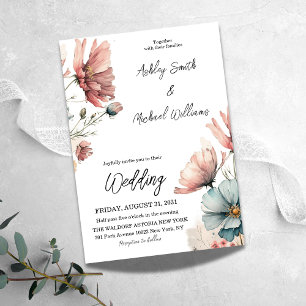 Rustic Daisy Wildflower Floral Wedding Invitation