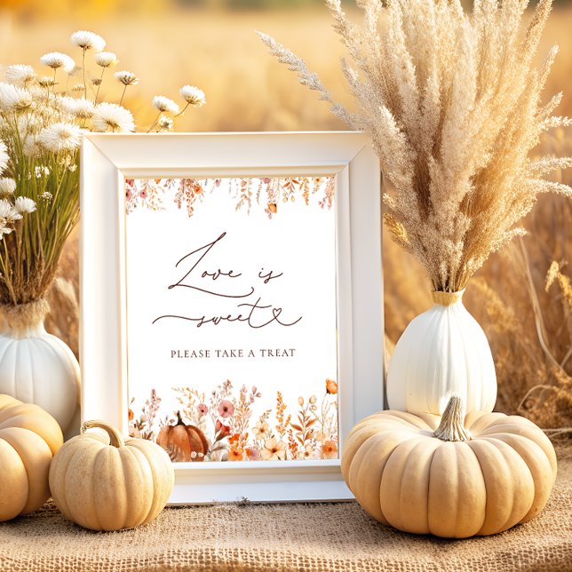 Rustic Dall Pumpkin Love is Sweet Take a Treat Poster (Creator Uploaded)
