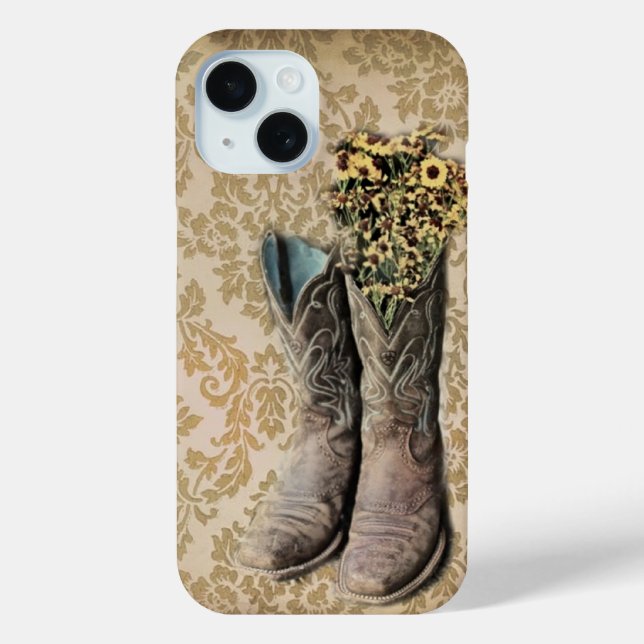 rustic damask western country cowboy boot Case-Mate iPhone case (Back)