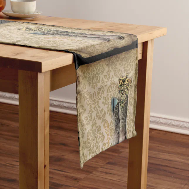 Western Rustic Table Runner rustic damask western country cowboy short table runner | Zazzle