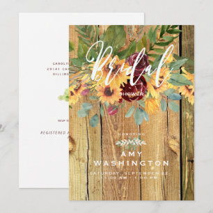 Rustic Dancing Sunflowers Bridal Shower Invitation