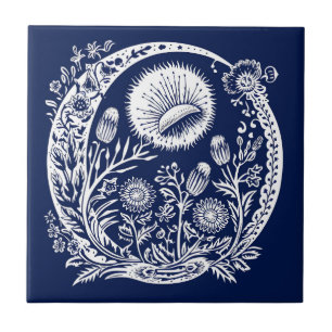 Rustic Dandelion Moon Ceramic Tile