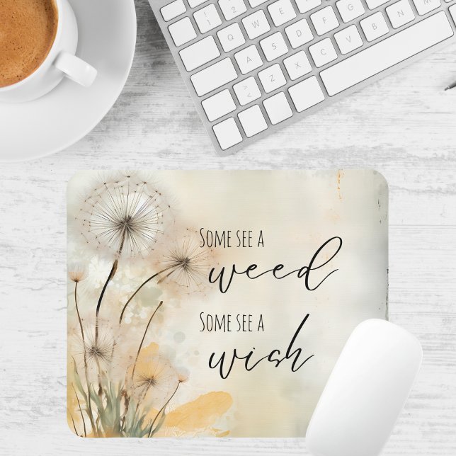 Rustic Dandelion Some See a Weed Some See a Wish  Mouse Mat (Creator Uploaded)