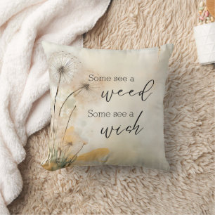 Rustic Dandelion Wish Quote Cushion