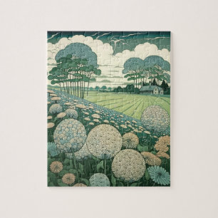 Rustic Dandelion World Japanese Art Jigsaw Puzzle