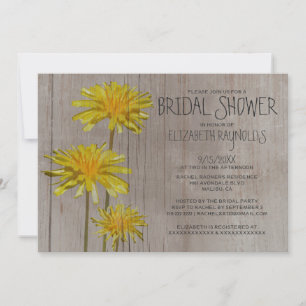 Rustic Dandelions Bridal Shower Invitations