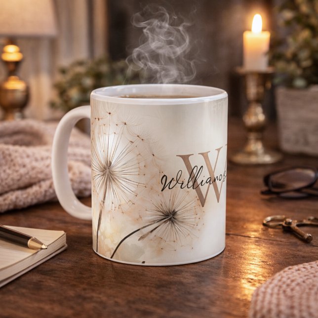Rustic Dandelions Monogram Coffee Mug (Creator Uploaded)
