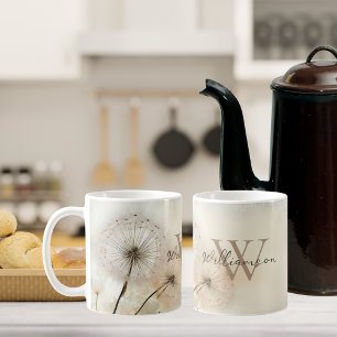 Rustic Dandelions Monogram Coffee Mug