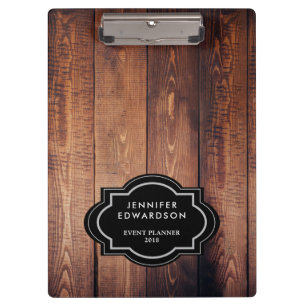 Rustic dark barn wood pattern personalised clipboard