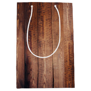 Rustic Dark Barn Wood Planks Medium Gift Bag