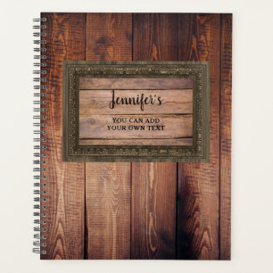 Rustic dark barn wood trendy personalised planner