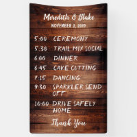 Rustic dark barn wood Wedding program schedule
