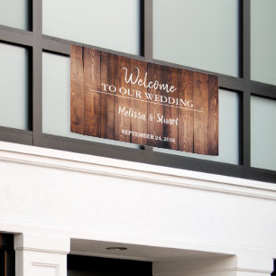 Rustic dark barn wood Welcome wedding Banner