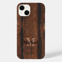 Rustic dark brown old wood Monogram