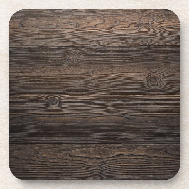 Rustic Dark brown WOOD LOOK texture Coaster (Front)