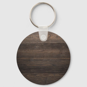 Rustic Dark brown WOOD LOOK texture Key Ring