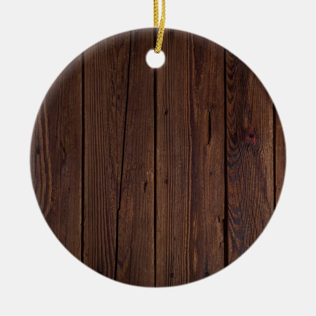 Rustic Dark Brown Wood Wooden Fence Country Style Ceramic Tree Decoration (Front)