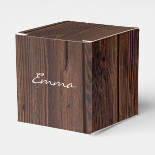 Rustic Dark Brown Wood Wooden Fence Country Style Favour Box