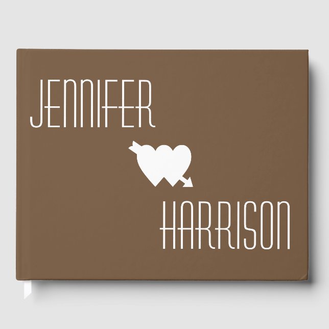 Rustic Dark Brown Wood Wooden Fence Country Style Guest Book (Front)