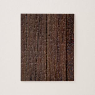 Rustic Dark Brown Wood Wooden Fence Country Style Jigsaw Puzzle