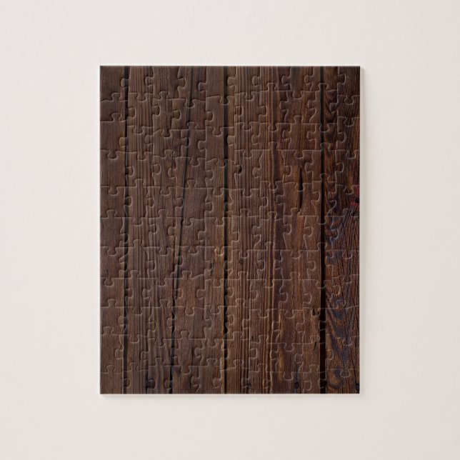 Rustic Dark Brown Wood Wooden Fence Country Style Jigsaw Puzzle (Vertical)