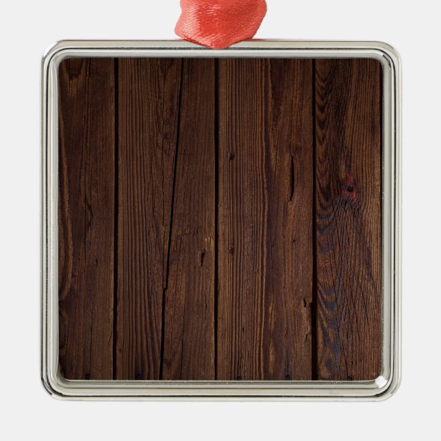 Rustic Dark Brown Wood Wooden Fence Country Style Metal Tree Decoration (Front)