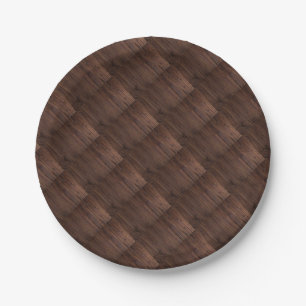 Rustic Dark Brown Wood Wooden Fence Country Style Paper Plate