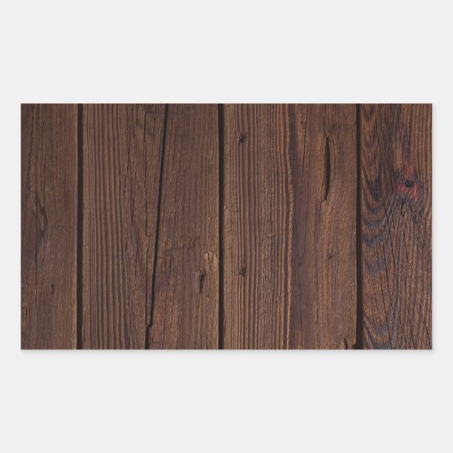 Rustic Dark Brown Wood Wooden Fence Country Style Rectangular Sticker (Front)
