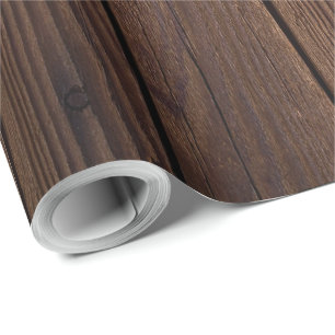 Rustic Dark Brown Wood Wooden Fence Country Style Wrapping Paper