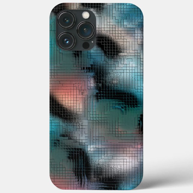 Rustic dark cyan stains in square mosaic effect    Case-Mate iPhone case (Back)