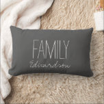 Rustic dark gray Family script monogram name  Lumbar Cushion<br><div class="desc">Rustic dark gray Family script monogram name Lumbar Pillow
You can easily change the text and add your own name.</div>