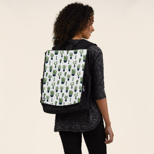 Rustic Dark Green Cactus Desert Pattern Backpack