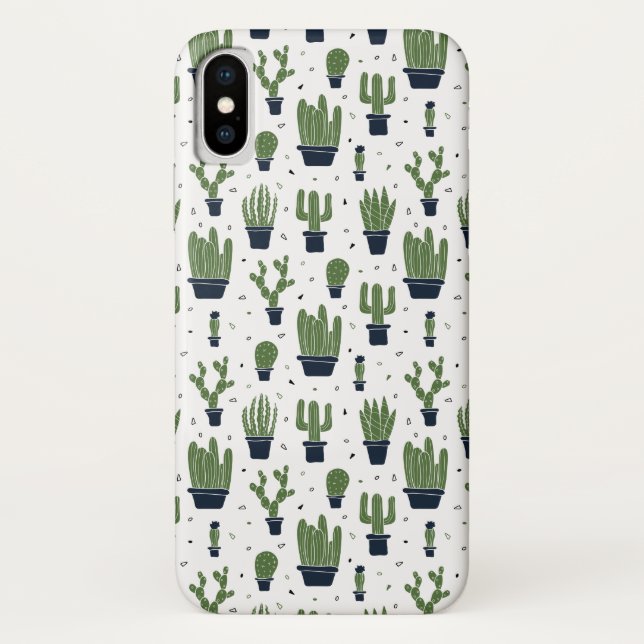 Rustic Dark Green Cactus Desert Pattern Case-Mate iPhone Case (Back)