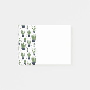 Rustic Dark Green Cactus Desert Pattern Post-it Notes