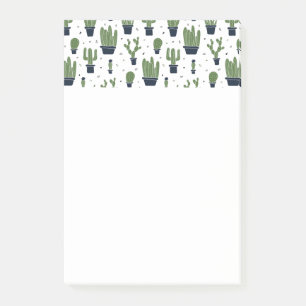 Rustic Dark Green Cactus Desert Pattern Post-it Notes