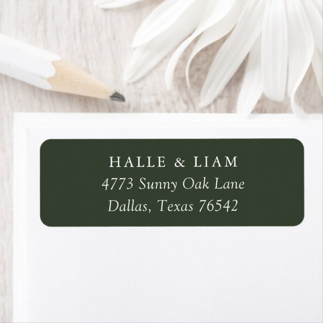 Rustic Dark Green Wedding Return Address Label (Insitu)
