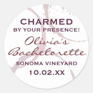 Rustic Dark Red Wine Stain Wedding Bachelorette Classic Round Sticker