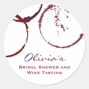 Rustic Dark Red Wine Stain Wedding Bridal Shower Classic Round Sticker